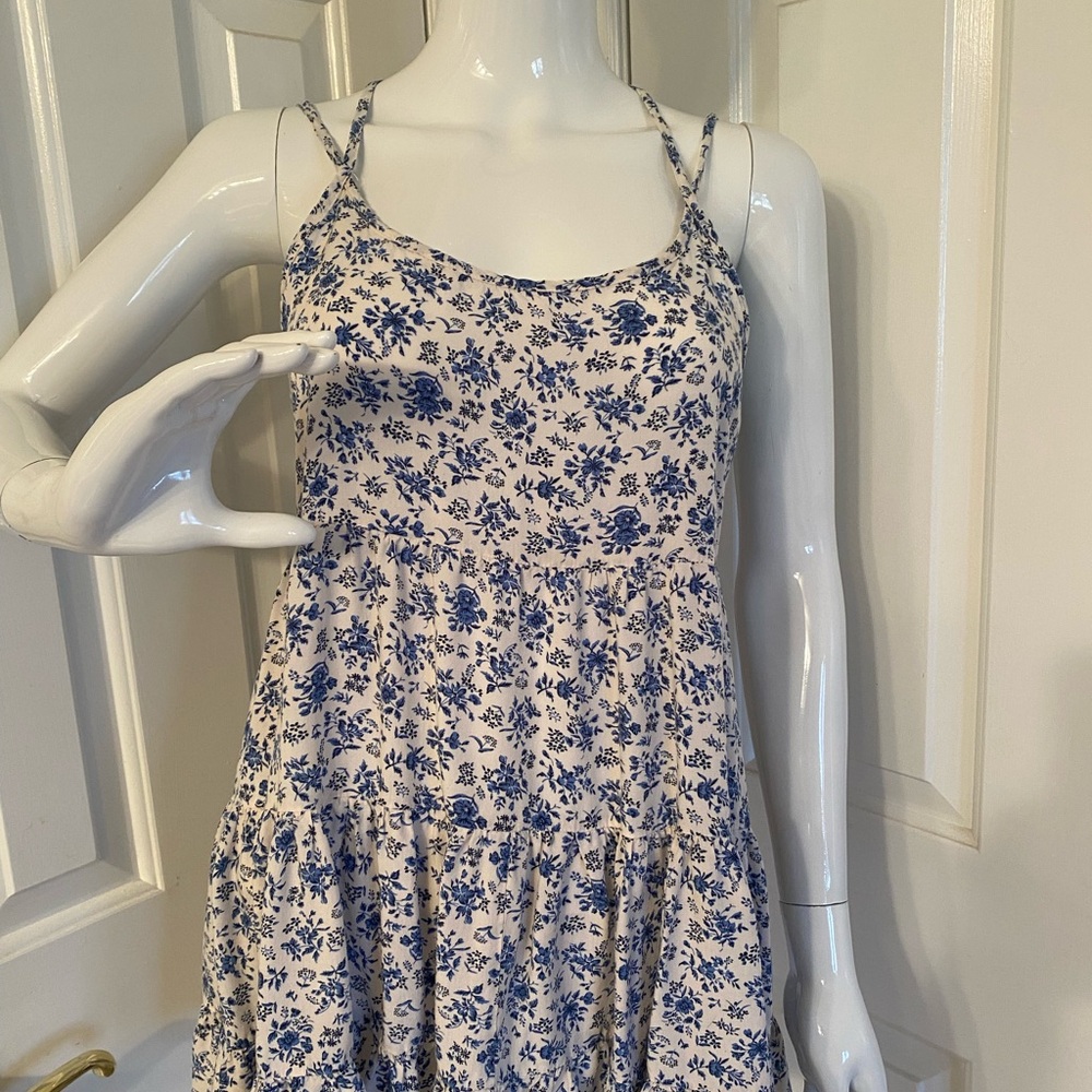 Ocean Drive Blue and White Floral Mini Sundress Sz Small